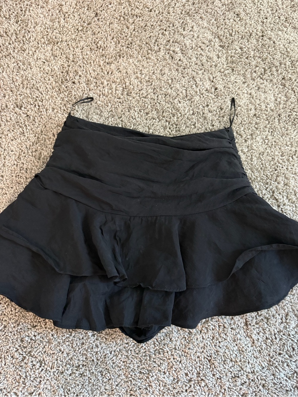 Zara Black Ruffled Skort with Built-In Shorts